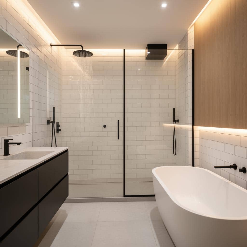 Bathroom Metro Tiles 1600 - Bathroom refurbishment project by SpaceRise Lofts